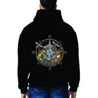Jerzees Hoodie with Hunting Fishing Compass