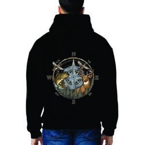 Jerzees Hoodie with Hunting Fishing Compass