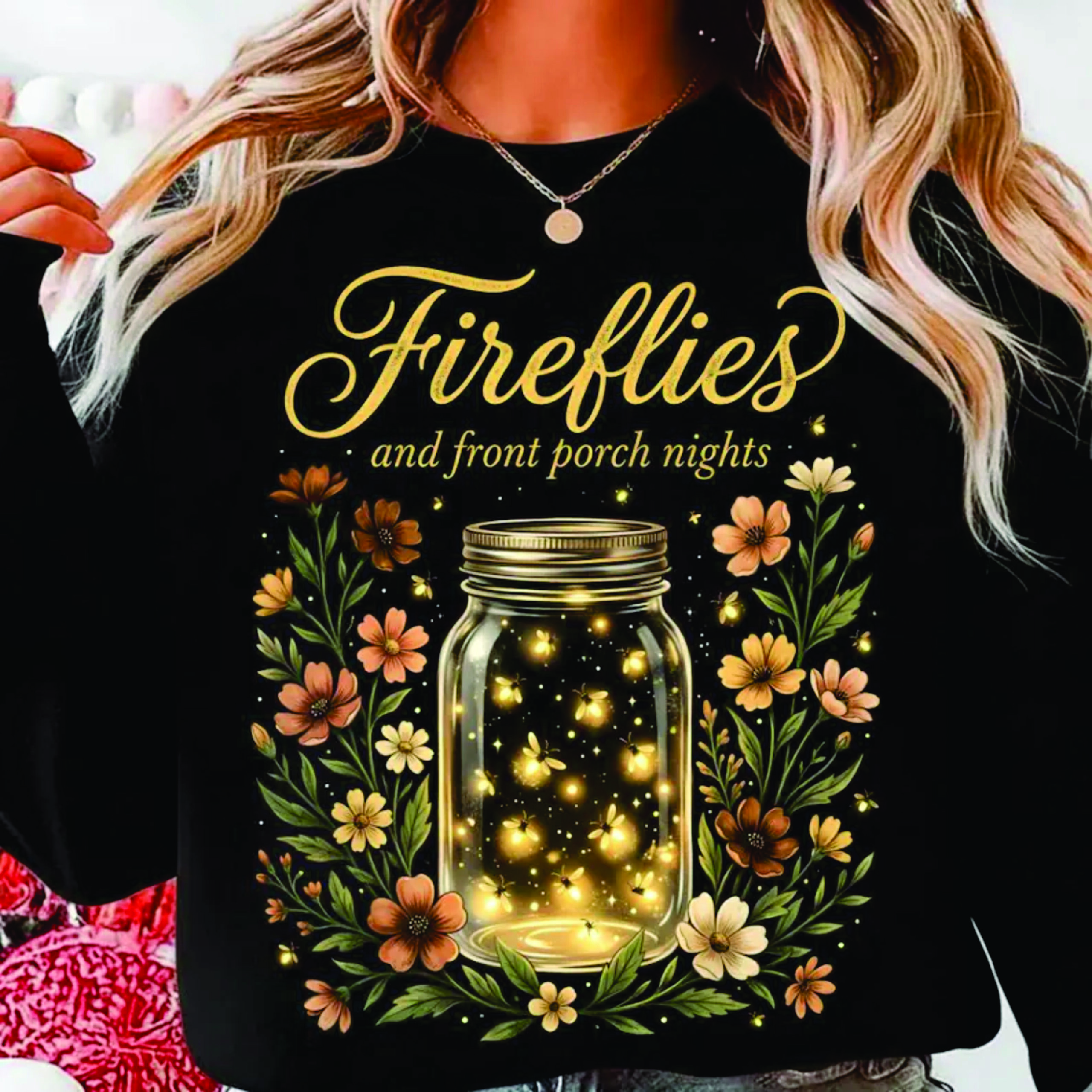 Gildan Soft Style Crew Neck Sweatshirt with Fireflies