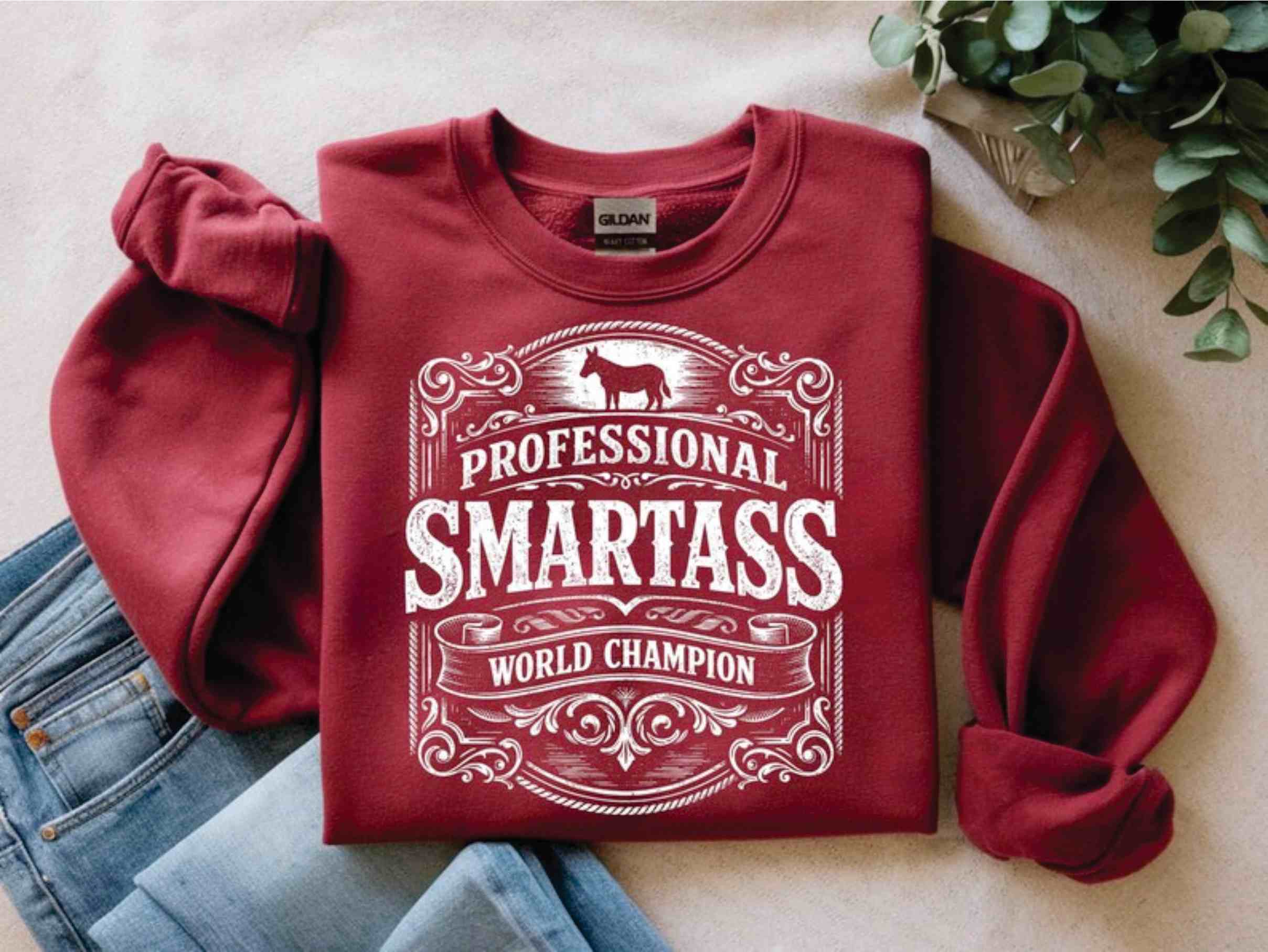 Gildan crewneck with Certified Smartass - Image 2