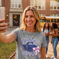 Gildan soft style woman's tee with Gladwin G and bow